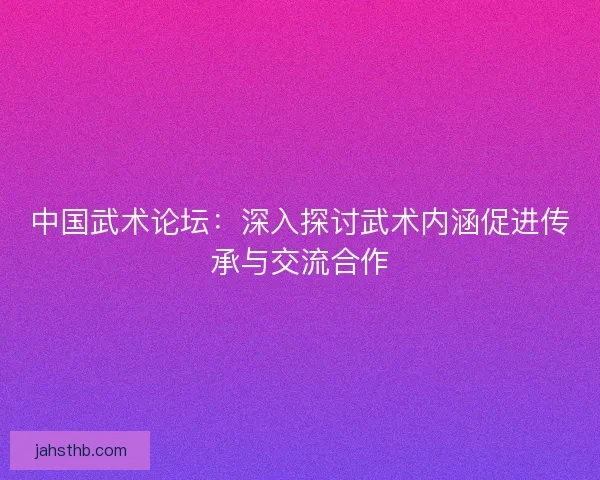 中国武术论坛：深入探讨武术内涵促进传承与交流合作